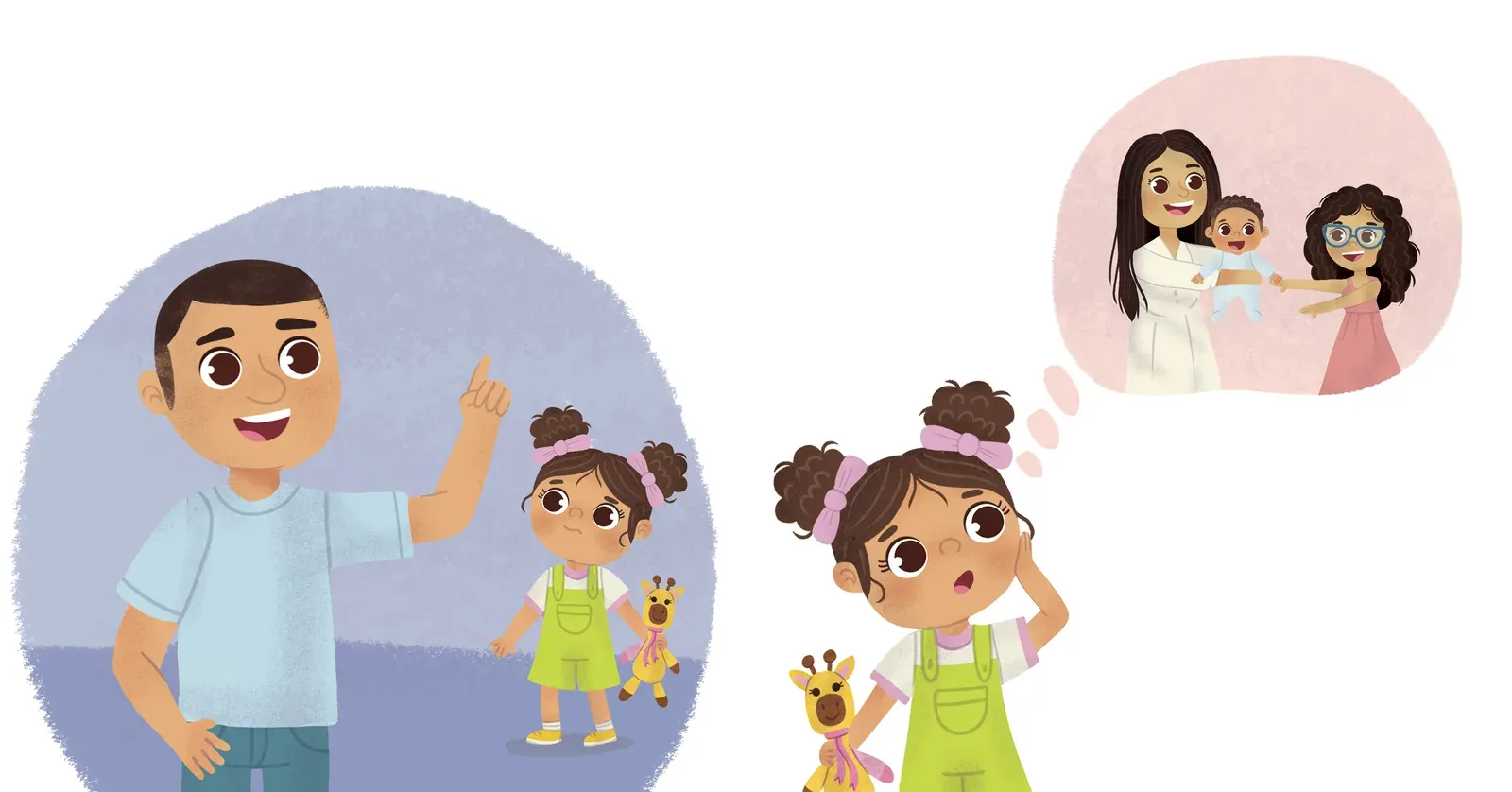 Isa preocupada, imaginando os pais dando atenção só para o bebê