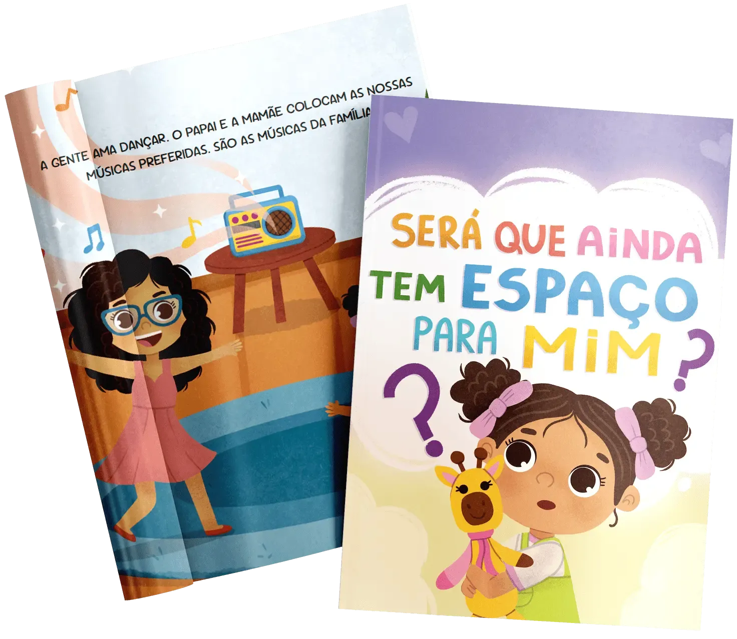 Livro Será que Ainda Tem Espaço para Mim?, aberto, mostrando uma página ilustrada